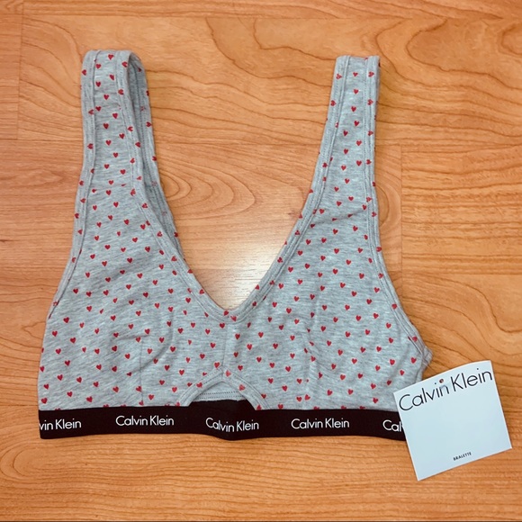 Calvin Klein Unlined Printed Logo Hearts Bralette - Picture 3 of 7